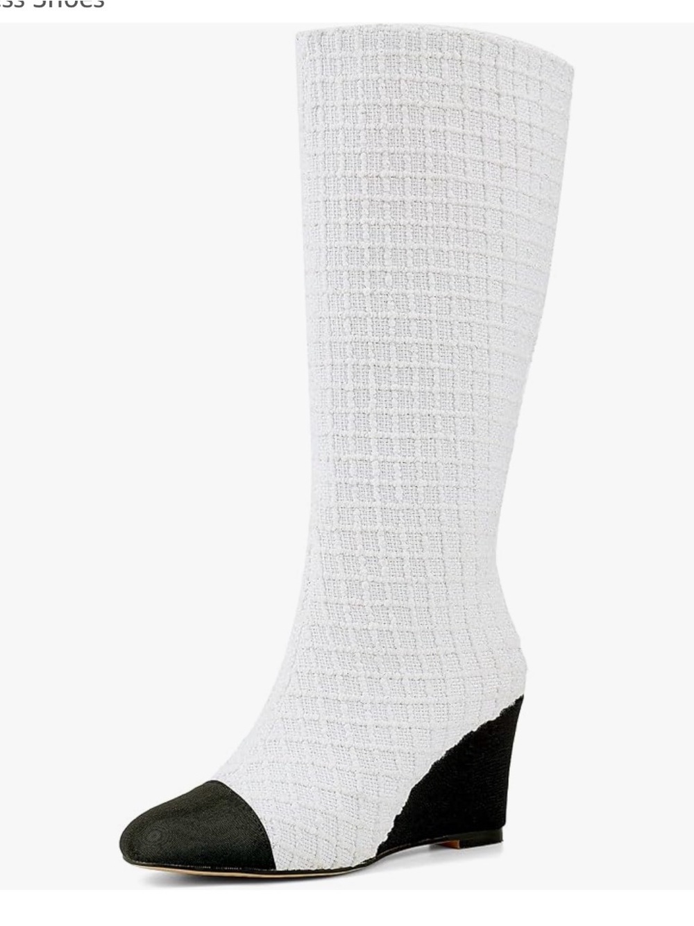 Knit Two-Tone Wedge Boot in White and Black size 7.5